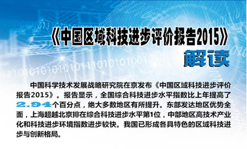 《中國區(qū)域科技進(jìn)步評價(jià)報(bào)告2015》發(fā)布